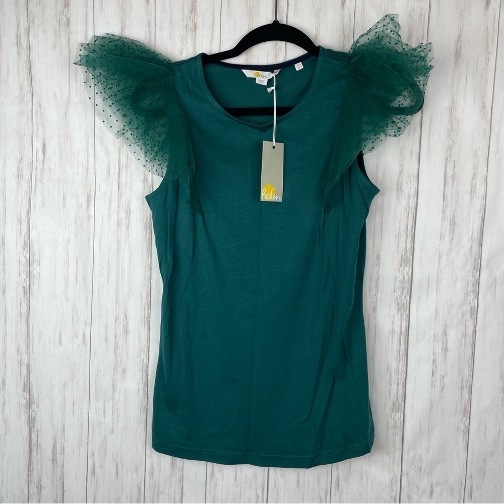 Anthropologie Boden NWT green mesh sleeves US2